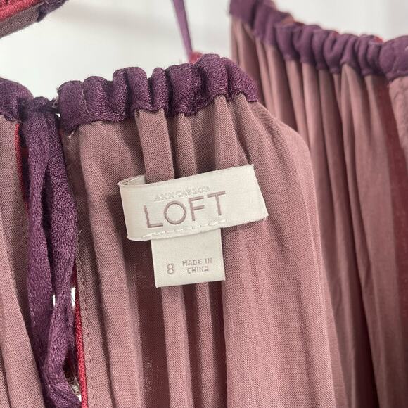 LOFT ANN TAYLOR Maxi Dress Size 8 Stripes Block Colorful Halter Tie Neck Casual - Picture 3 of 16